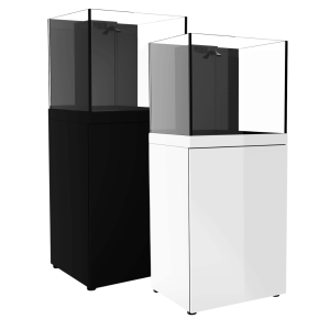 ProStar Rimless V2 60 gallon aquarium comparison showing black and white stand options by Pro Clear Aquatic Systems