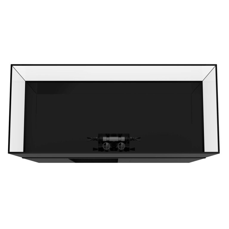 ProStar 200 black aquarium system, top-down view showing the internal overflow and filtration outlets.