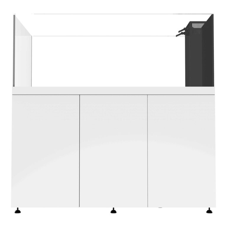 ProStar 200 Peninsula aquarium in white, front view, with peninsula-style glass tank and integrated rear filtration module on the right.