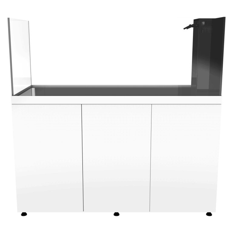 ProStar 200 Peninsula aquarium in white, front view, with peninsula-style glass tank and integrated rear filtration module on the right.