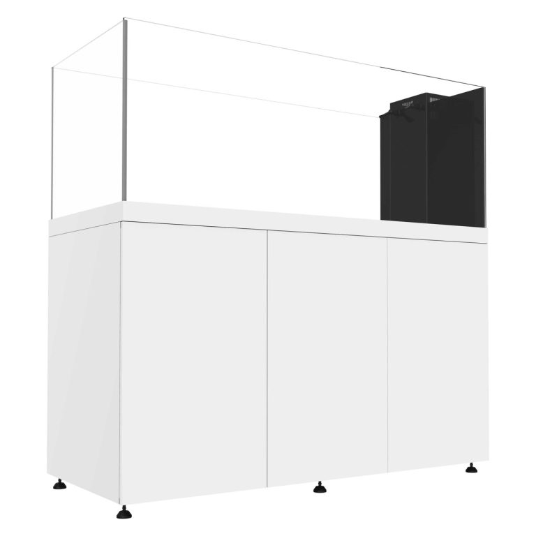 ProStar 200 Peninsula white aquarium system with cabinet, shown from an angled side view.